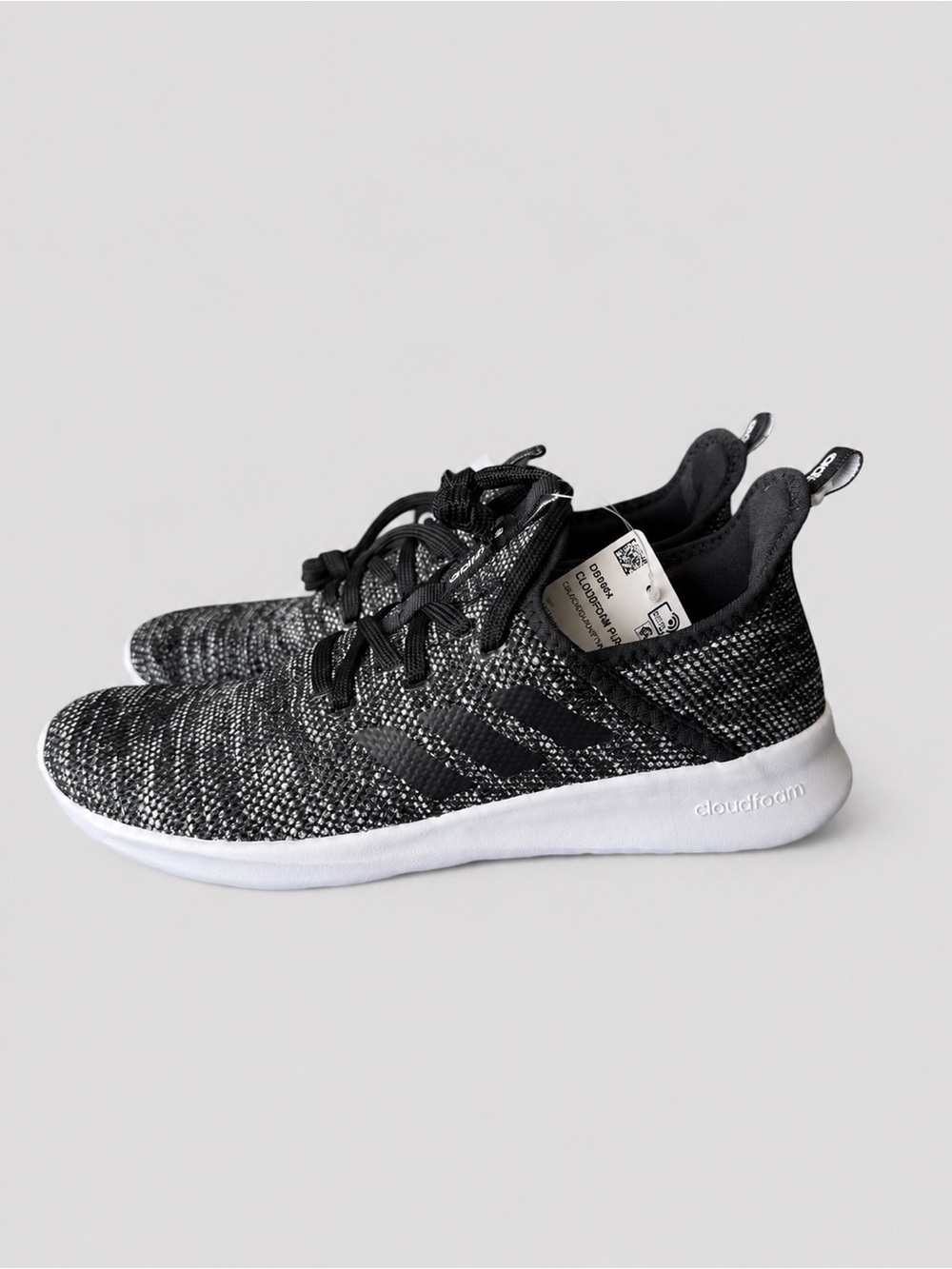 Adidas Cloudfoam Pure Running Sneaker Shoe Sz 8.5 Core Black/White Athletic New